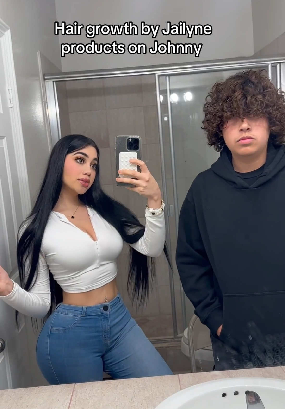 TikTok post by an influencer for Hair Growth Shampoo by Jailyne. Caption reads: @Hair Growth Shampoo by Jailyne works on men and....