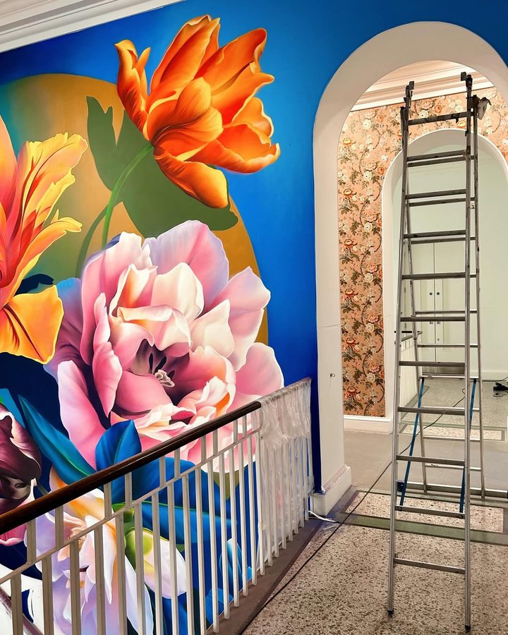 Instagram post by @sophiemess_ for Saatchi Gallery. Caption reads: 🌱Sowing seeds with @sophiemess_ …installation is....