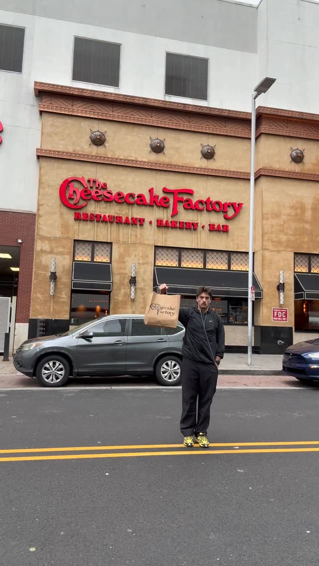 Instagram post by @ayeblayblay for The Cheesecake Factory. Caption reads: The whole point of take out is to be seen with....