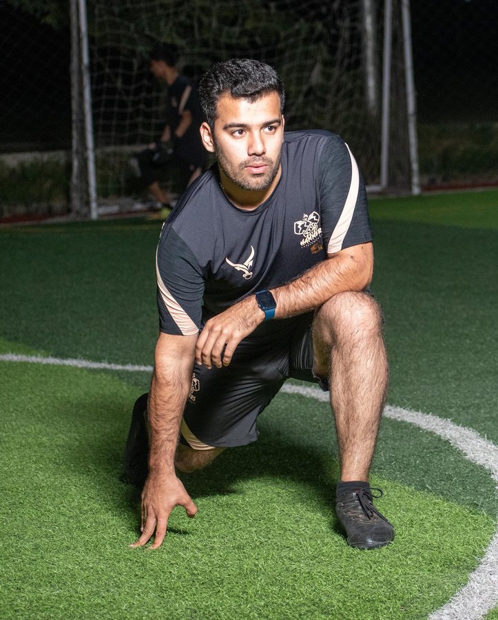 Instagram post by @saadhassan12 for IRONGEAR Fitness. Caption reads: Focused⚽️ Not at my best but IA will be there....