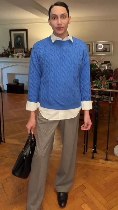 Instagram post by @charlesbgross for FASHIONPHILE. Caption reads: [...] Wearing Andy Sachs cerulean!....