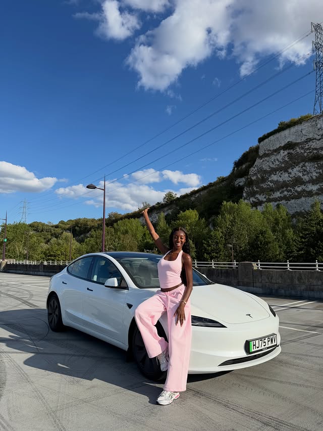 Instagram post by @nataniahinds for Tesla. Caption reads: [...] is the only kinda problem I wanna have....