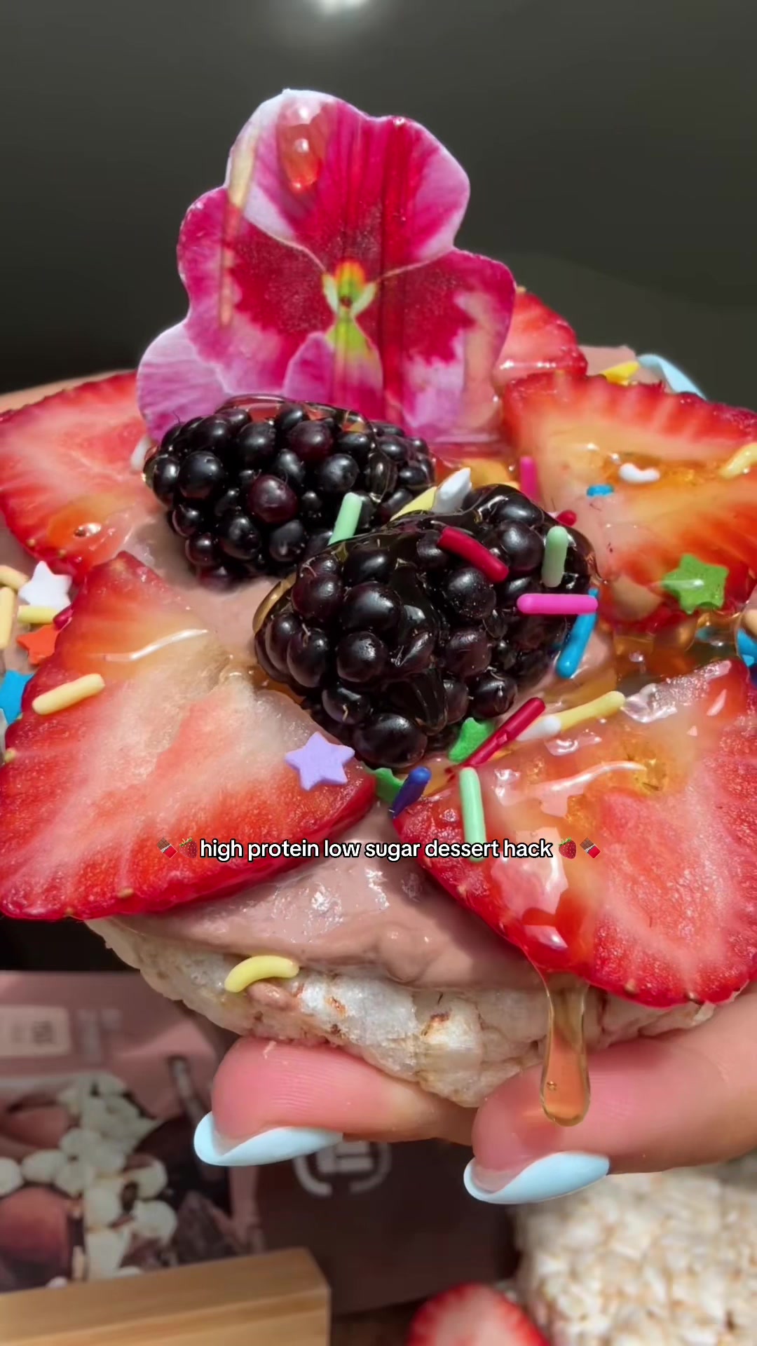 TikTok post by @mooncake3000eats for Fullight_global. Caption reads: My fav dessert hack with FLIMEAL protein shake....