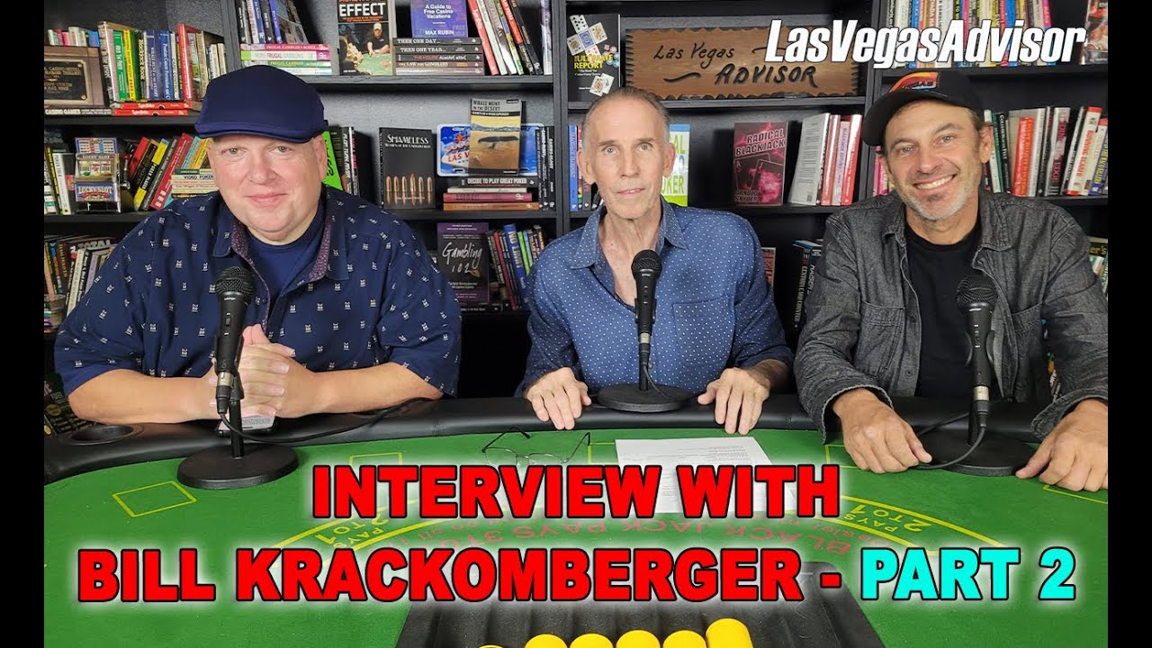 YouTube post by @LasVegasAdvisorShow for Yelp. Caption reads: PART 2! BILL KRACKOMBERGER KRACKS THE CASINO CODE!....