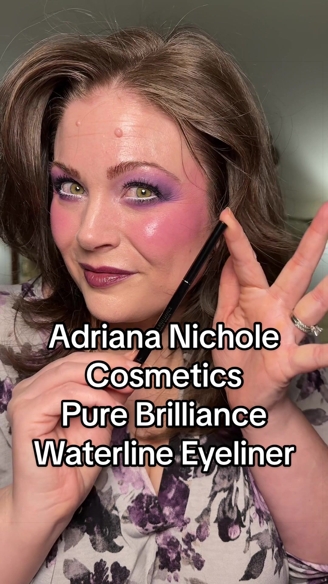 TikTok post by @melissa_beautyover40 for Adriana Nichole Cosmetics. Caption reads: [...] Waterline Eyeliner from @Adriana Nichole....