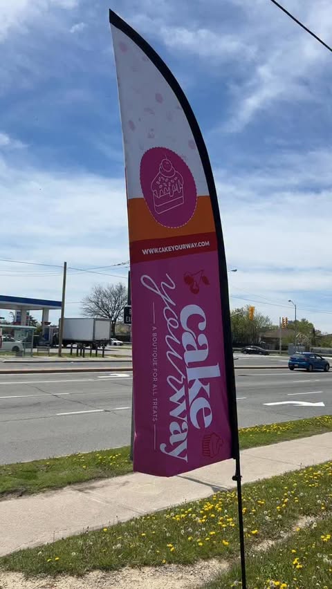 Instagram post by @cakeyourway for VistaPrint. Caption reads: [...] branded signage! 🌞 Working with @vistaprint....