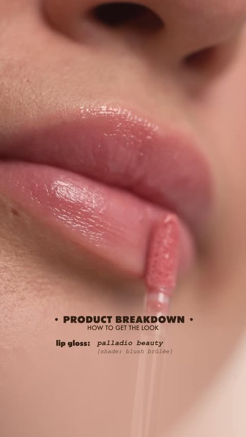 Instagram post by @ashleyrosales for Palladio Beauty. Caption reads: the softest pink lip gloss 👄 
—
@palladiobeauty....