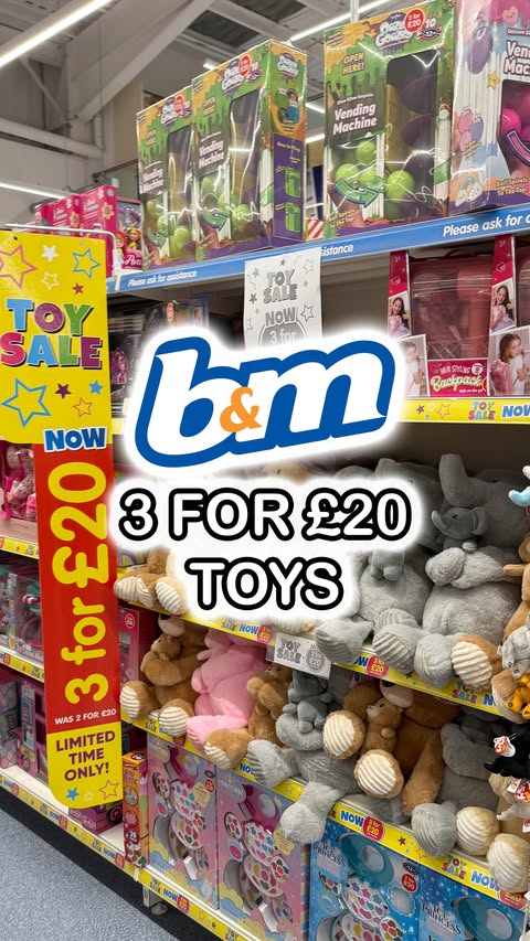 Instagram post by @ashleighmoneysaver for B&M Stores. Caption reads: @bm_stores have an amazing 3 for £20 toy deal on....