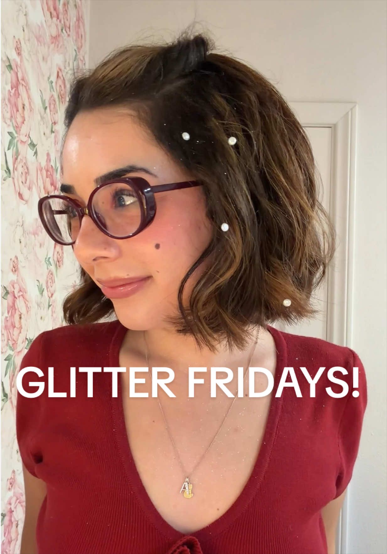 TikTok post by @toughliketeeth for Hally Hair. Caption reads: [...] focus is glitter and pearls w/ @Hally Hair....