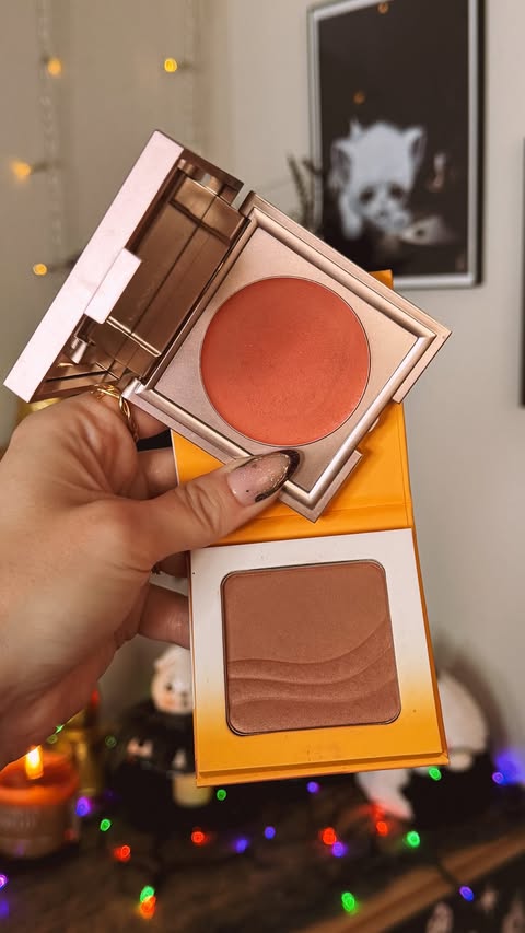 Instagram post by @battybean_ for LAWLESS Beauty. Caption reads: blush combo🍂 @lawless starburst cream blush*....