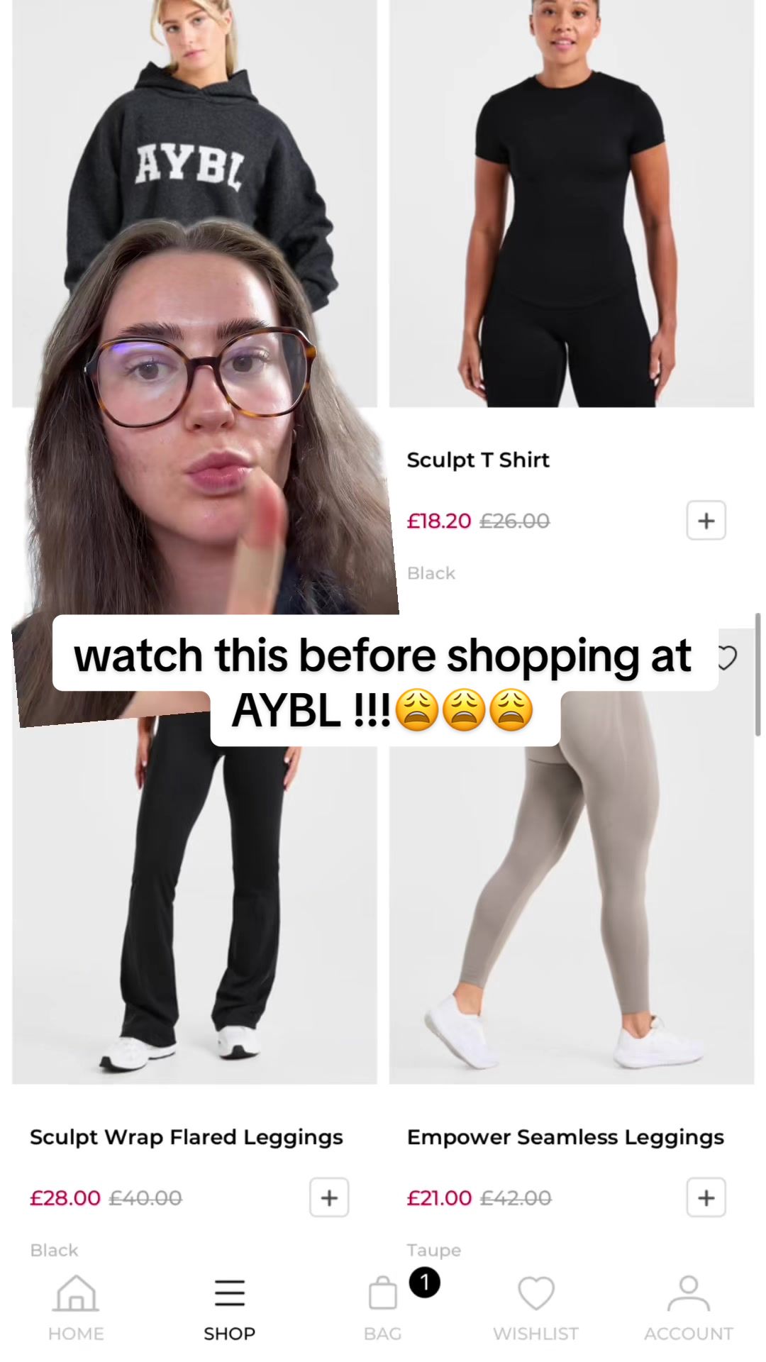 TikTok post by @theanongymgirl for AYBL. Caption reads: [...] before wasting your money on @AYBL !!!....