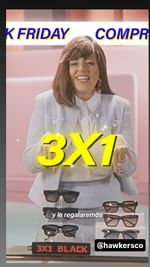 Instagram post by @yolandramos for HAWKERS CO.. Caption reads: Hawkers Black Friday‼️ 3×1🕶🕶🕶 Infomercial....