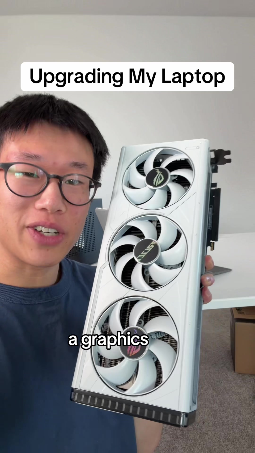 TikTok post by @tonytechbytes for Razer. Caption reads: Upgrading my laptop with a graphics card! @Razer....