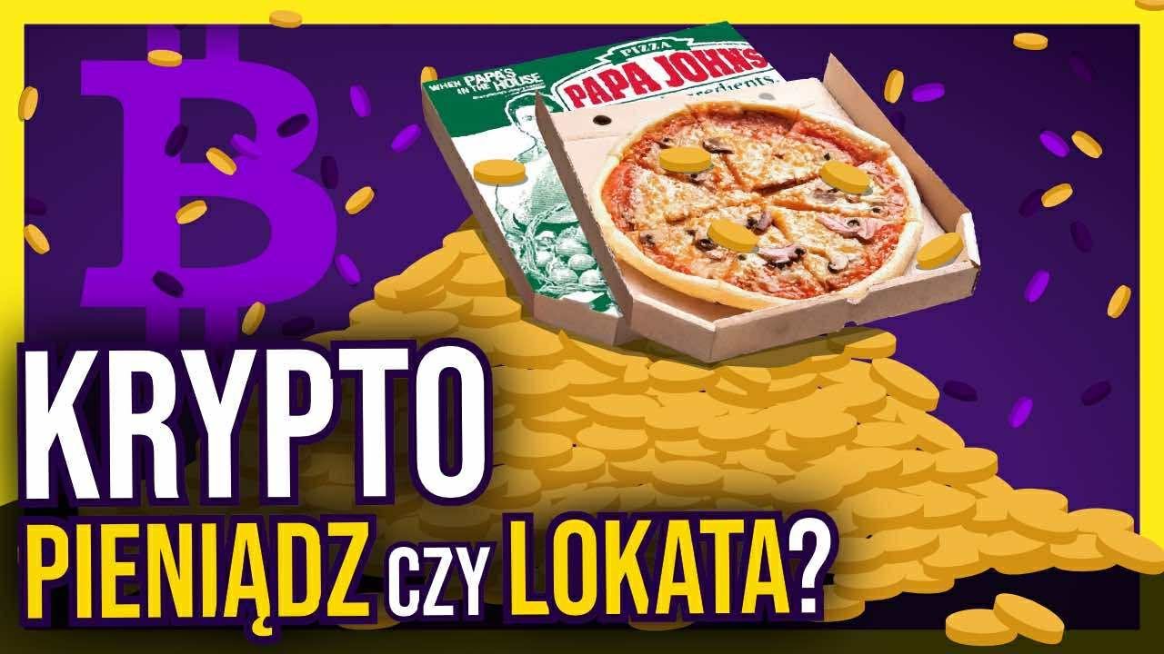 YouTube post by @WojnaIdeiPL for CoinMarketCap. Caption reads: Why don't you buy pizza with Bitcoin?.