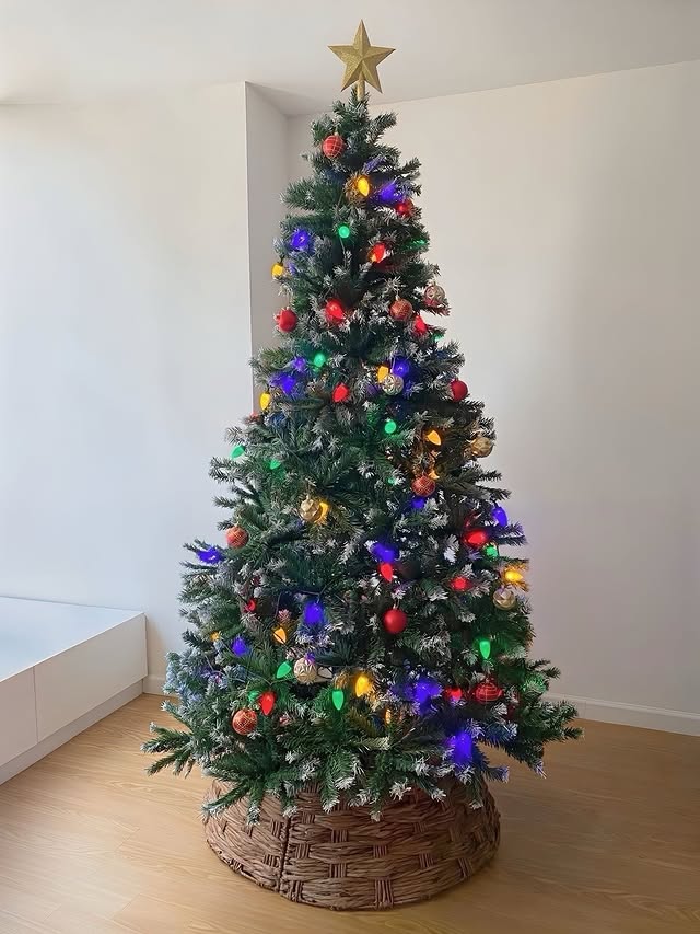 Instagram post by @1navneet.a for Best Choice Products. Caption reads: Just set up our Frosted Green Spruce Tree with the....