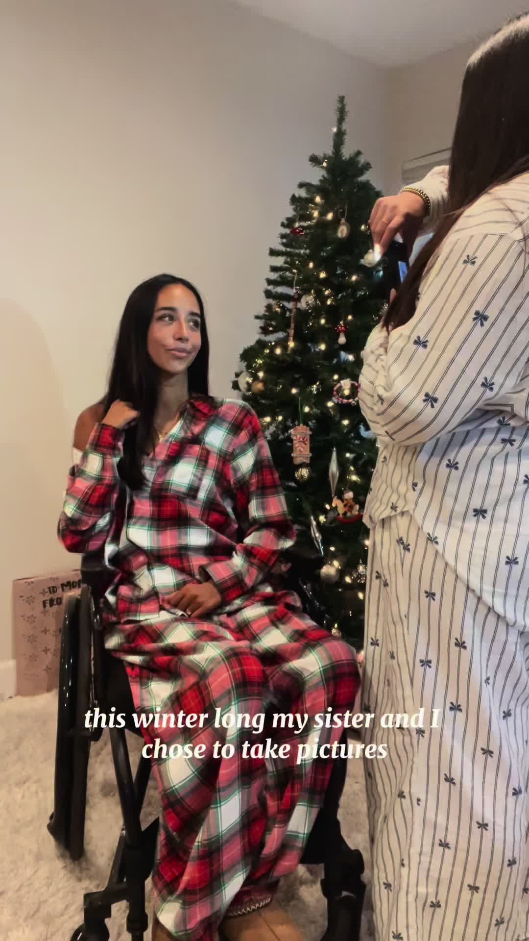 TikTok post by @zalia.oliva for Aerie. Caption reads: Wearing @aerie pj sets this holiday season and all....