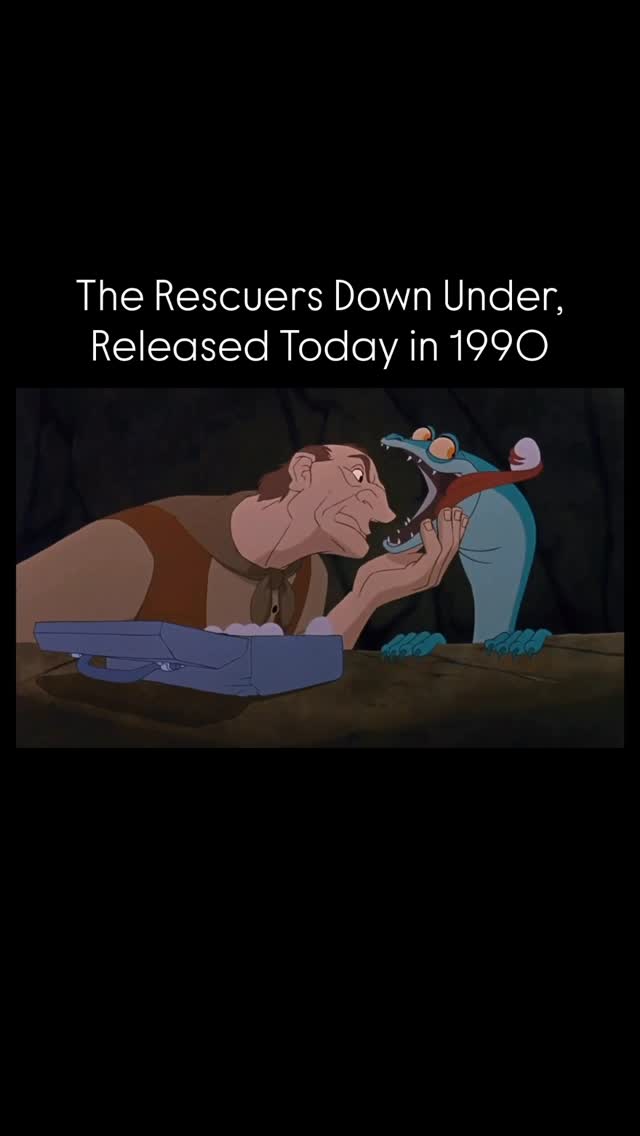 Instagram post by @disneyhistorychannel for Disney Animation. Caption reads: The Rescuers Down Under was released 35 years ago....