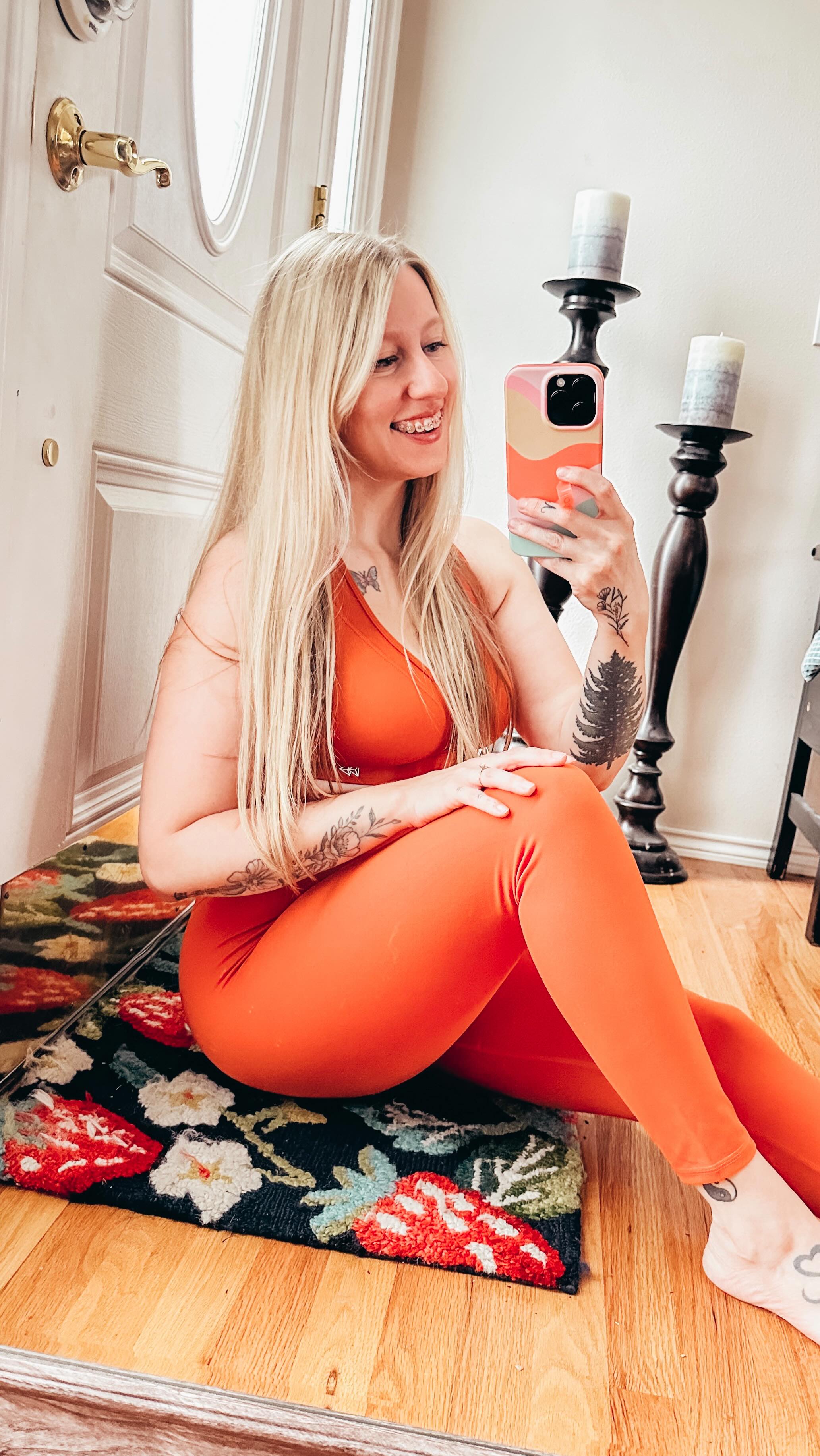 Instagram post by @ashleyjtodd for Yvette. Caption reads: @yvettesports_official try on 🧡 I always love....