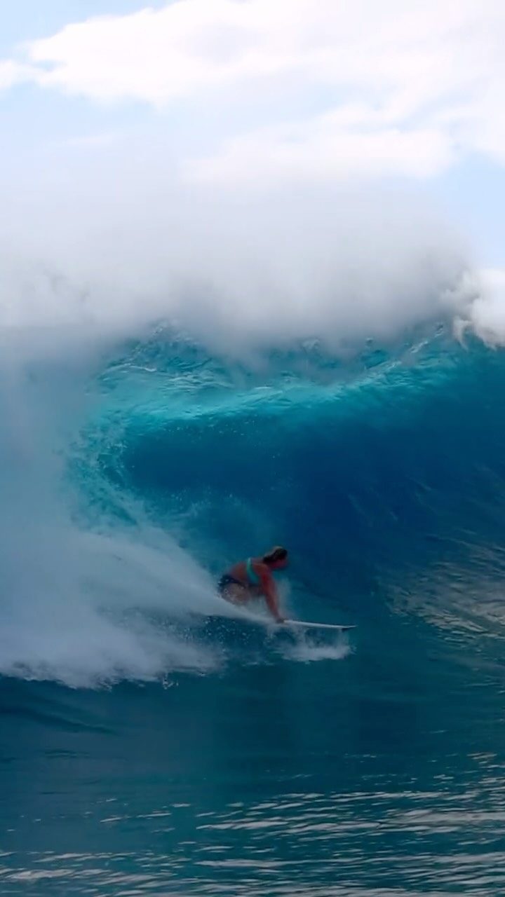 Instagram post by @gabriela_bryan_ for World Surf League. Caption reads: That drop was absolutely ridiculous....