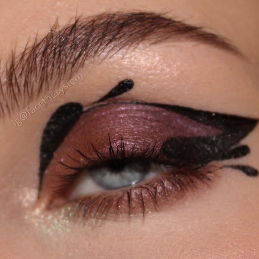 Instagram post by @facethesystem for Eye of Horus Cosmetics. Caption reads: [...] mascara (10% off code: CELINE) -....