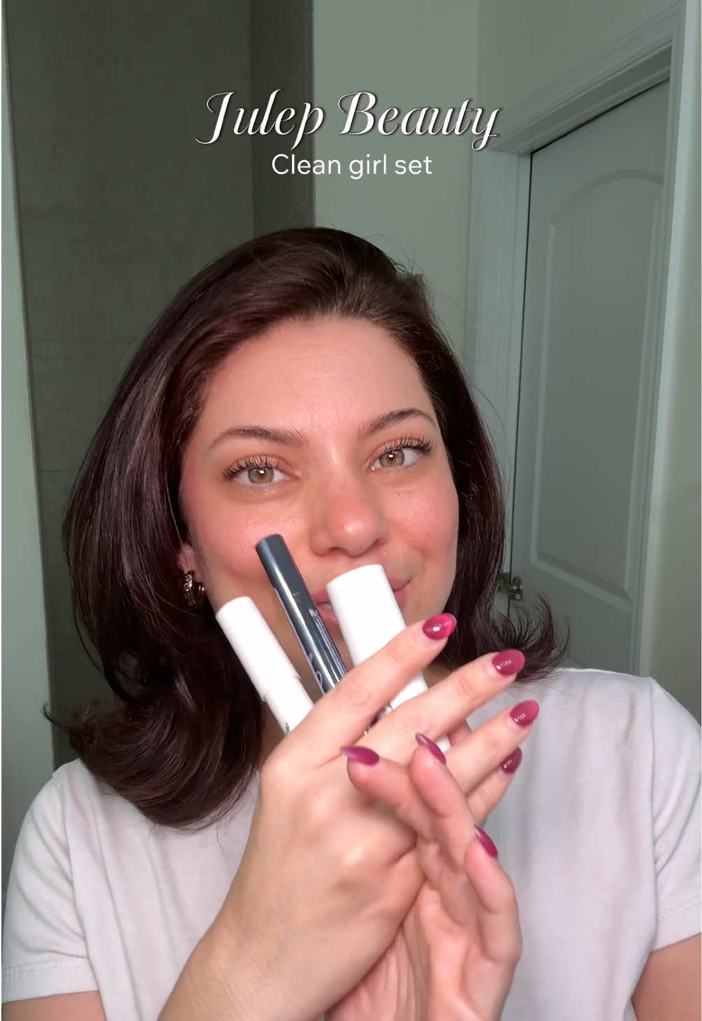 TikTok post by @_leilaperalta for Julep. Caption reads: [...] products. One full face. No brushes.✨ @Julep....