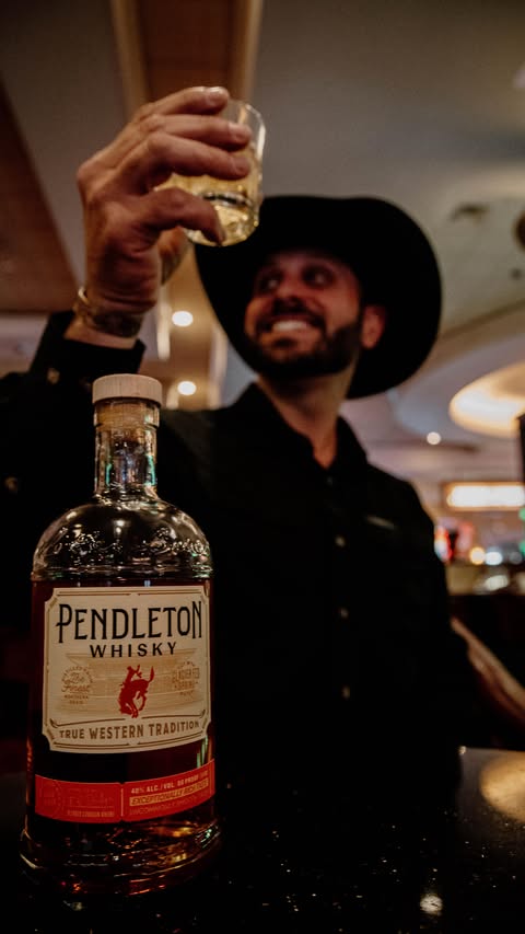 Instagram post by @superlucia33 for Pendleton Whisky. Caption reads: [...] in true cowboy fashion with a....