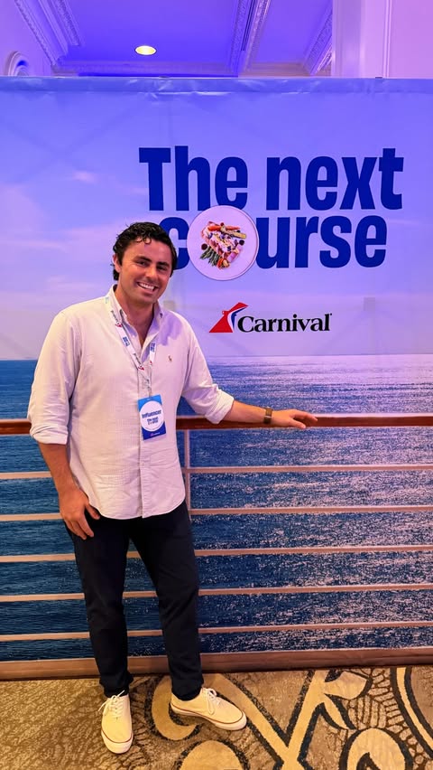 Instagram post by @kdmkitchen for Carnival Cruise Line. Caption reads: Celebrating the 4 new venues and menus with iconic....