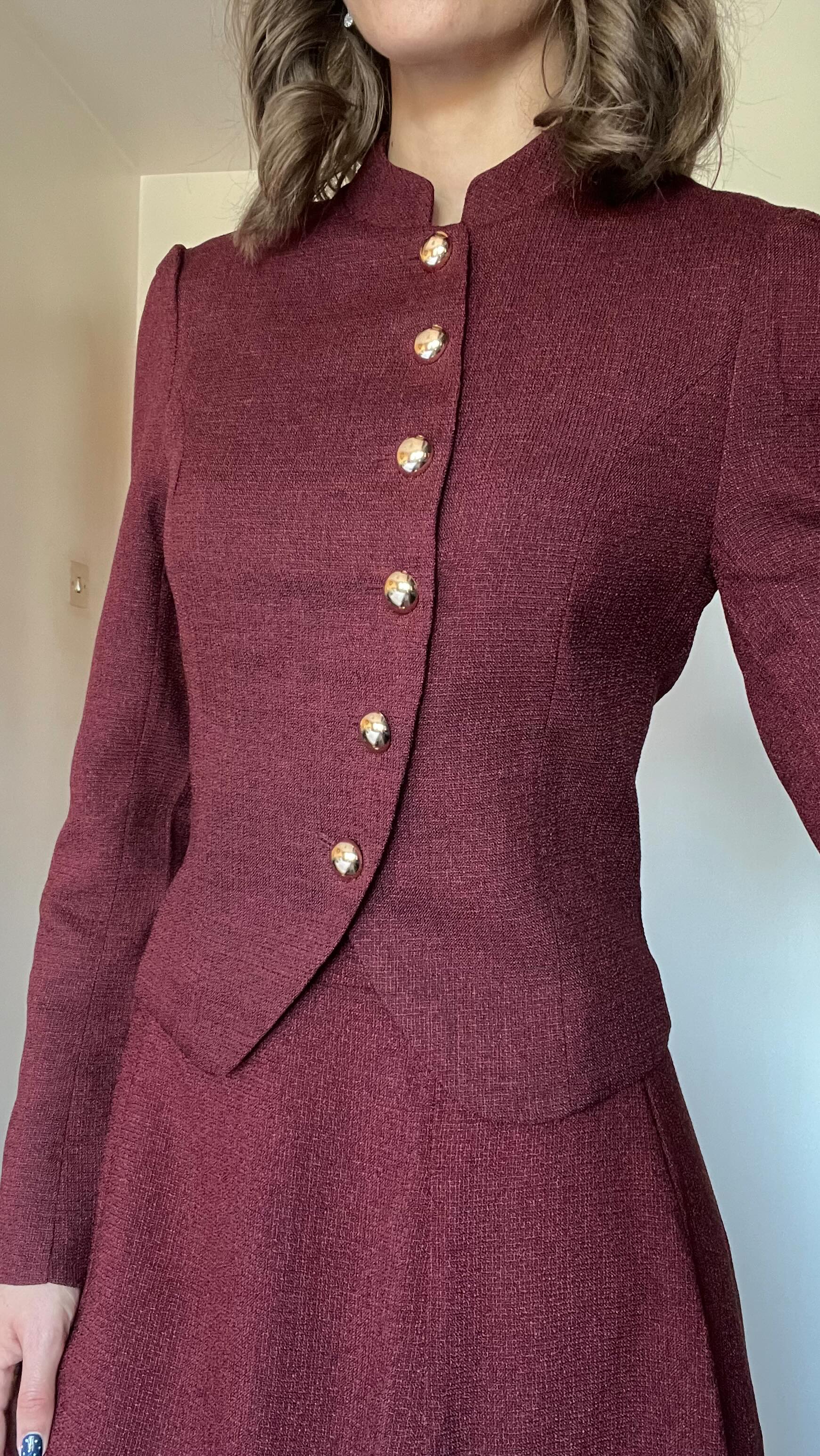Instagram post by @style_by_phoebe for Rihoas. Caption reads: Burgundy and dreamy 💭🍇@rihoas_official PhA20RZ....