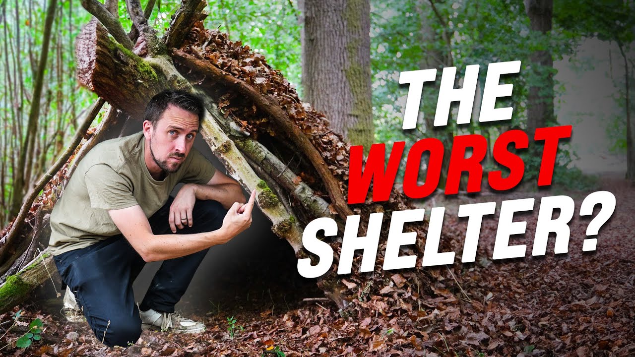 YouTube post by @AllThe_Gear for Holy Squad. Caption reads: Can We Build Bushcraft Shelters From The Woods?....