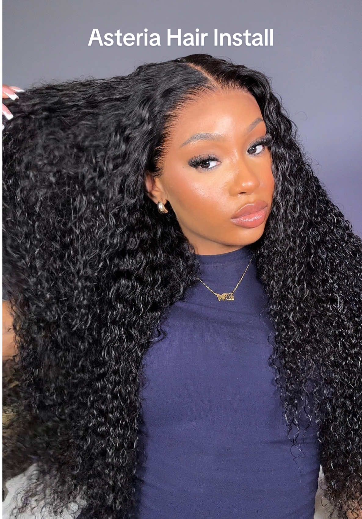 TikTok post by @bonitadesire for Asteria Hair. Caption reads: [...] frontal install?! Bob curly wig from....