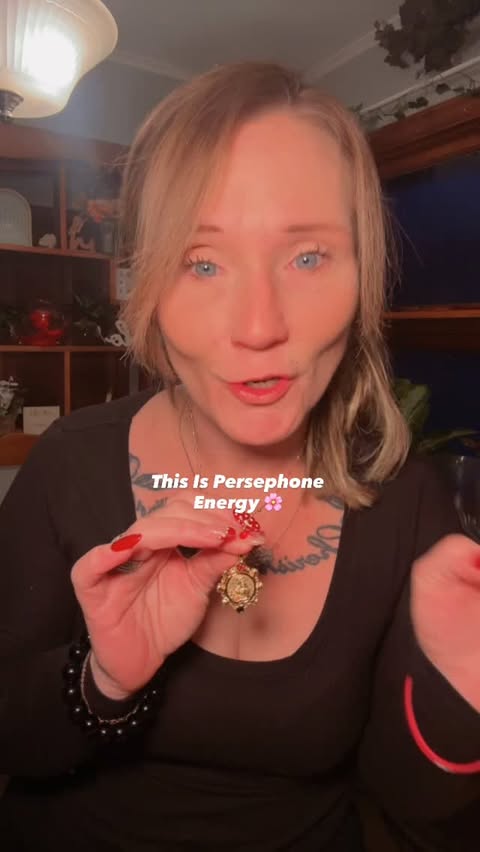 Instagram post by @healingwithbarb for Vidawheel Jewelry. Caption reads: ersephone wasn’t saved.
She descended… and....