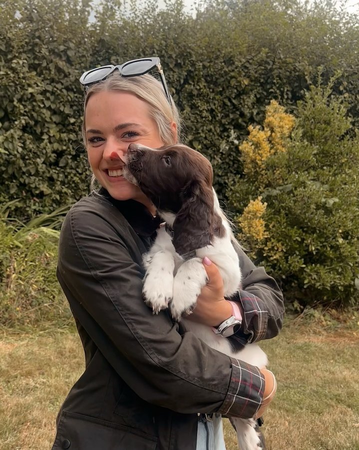 Instagram post by @this_esme for Puffin Books. Caption reads: September photo dump🍂

1) Puppy Cuddles🐾
2)....