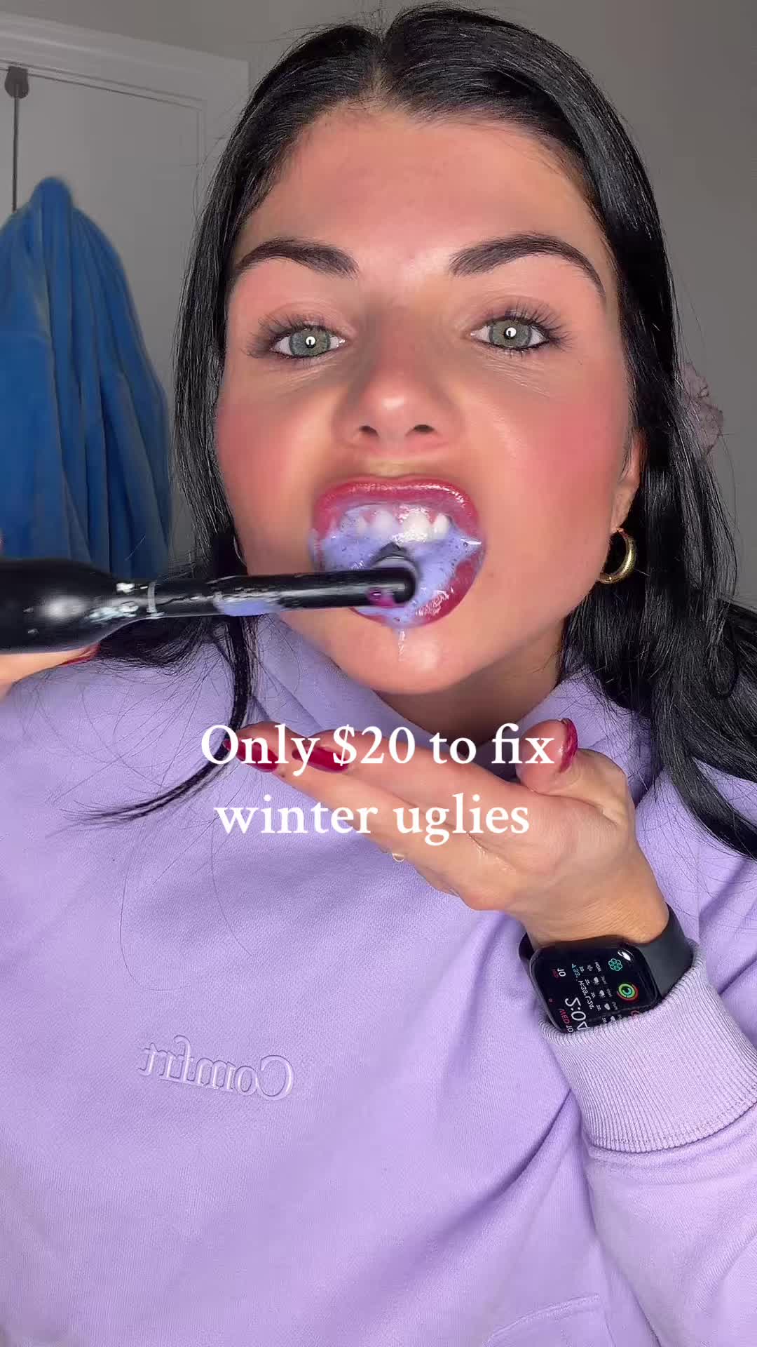 TikTok post by @limottasav1111 for PurelyWHITE DELUXE. Caption reads: A must for me! 💜 especially in the winter 🙈....