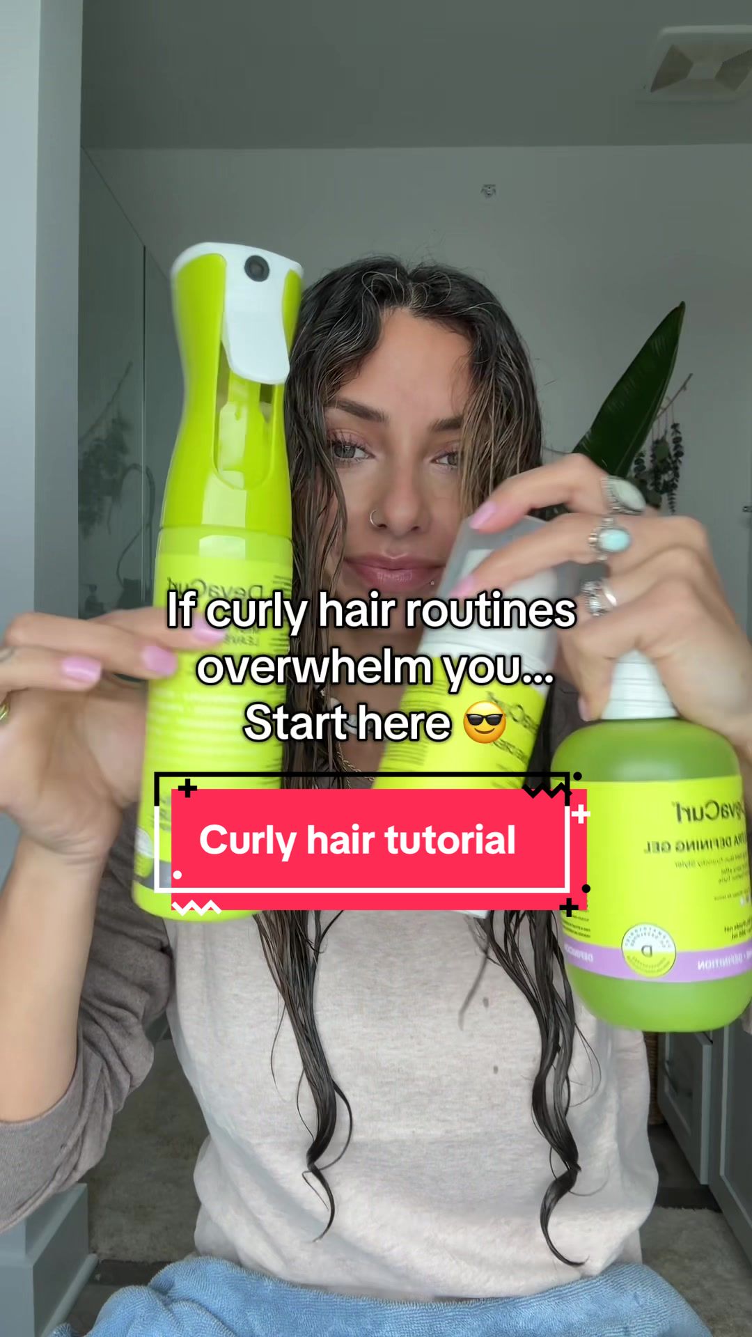 TikTok post by @marianaalves___ for DevaCurl. Caption reads: [...] to simplify your curl hair routine 🤎....