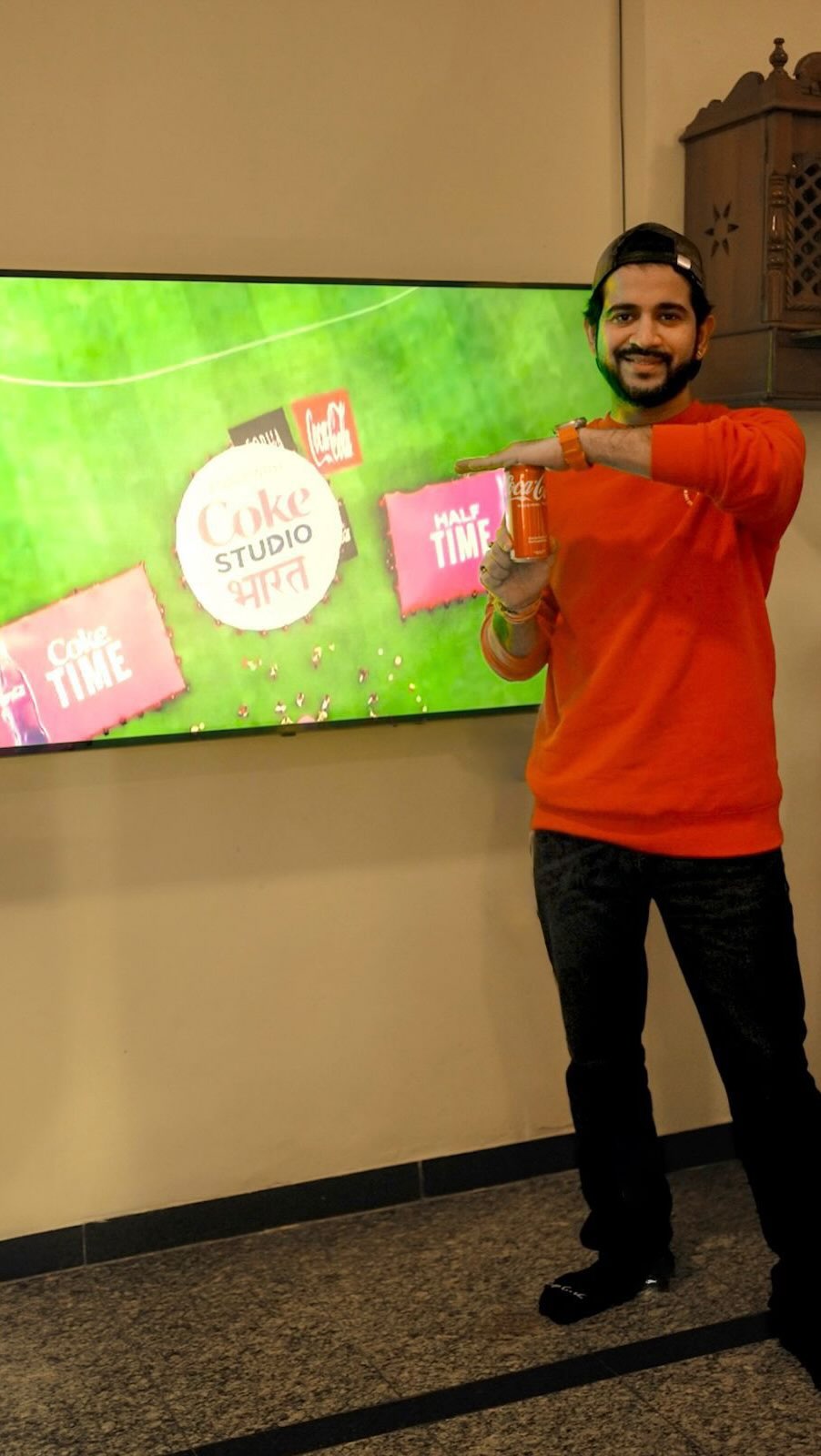 Instagram post by @rahuldid for Coca-Cola India. Caption reads: Holi & Cricket—India’s favorite festivals! Vibing....