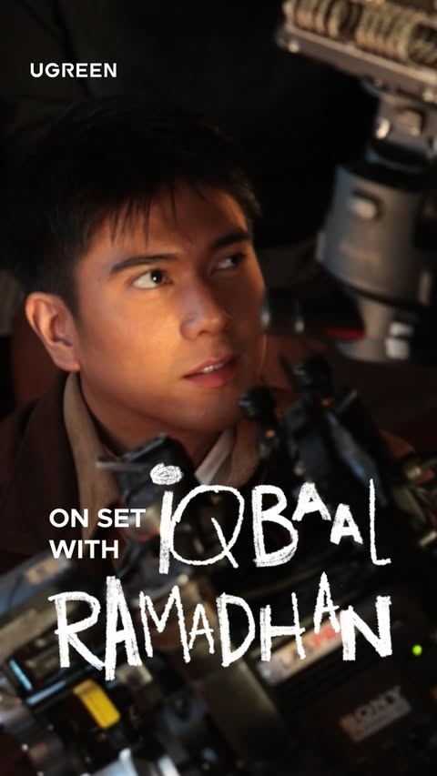 Instagram post by @iqbaal.e for UGREEN. Caption reads: ⚡ BEHIND THE SCENES — UGREEN x Iqbaal Ramadhan ⚡....