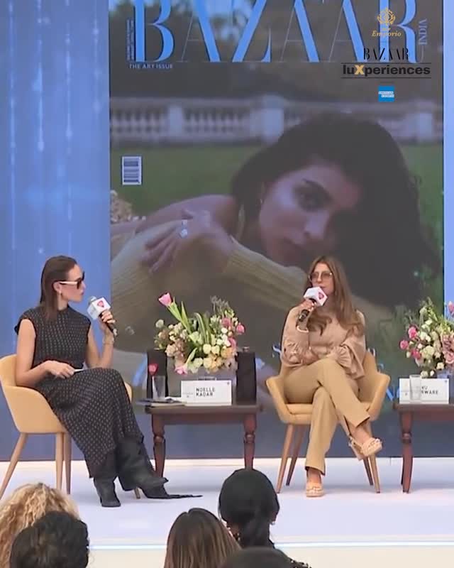 Instagram post by @renugarware for Harper’s BAZAAR. Caption reads: At LuXperiences 2026, the session ‘Art of....