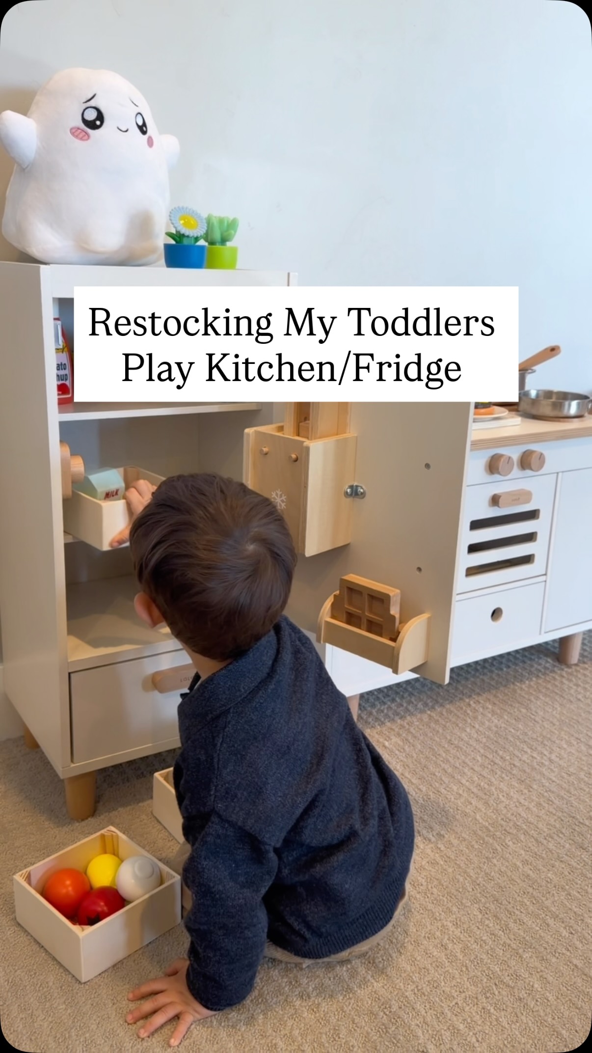 Instagram post by @sophiezee_ for Lalo. Caption reads: Comment PLAY for a link to this kitchen & fridge....