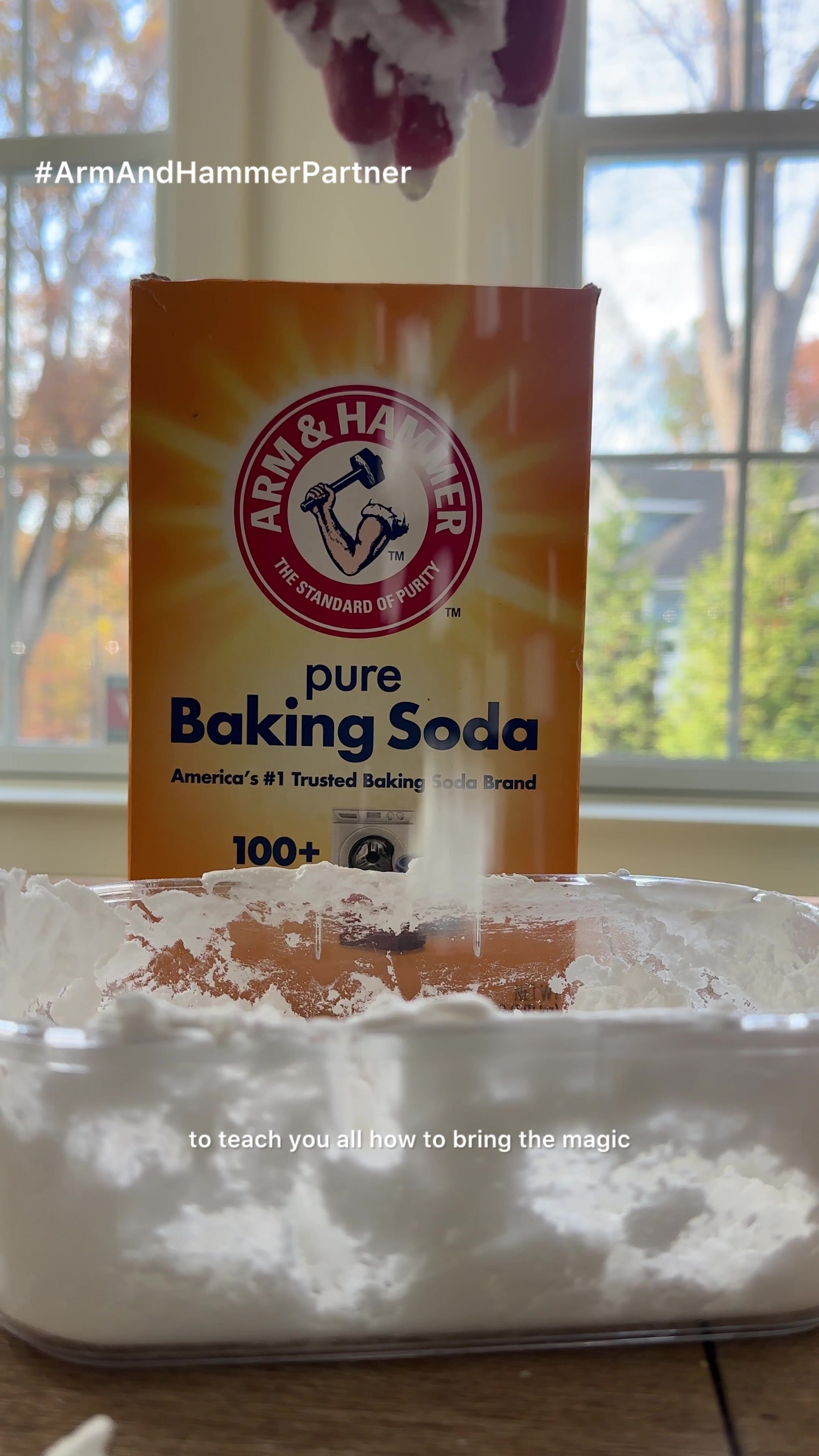 TikTok post by @thespacegal for ARM and HAMMER. Caption reads: Winter magic — no snowstorm required ☃️ With a....