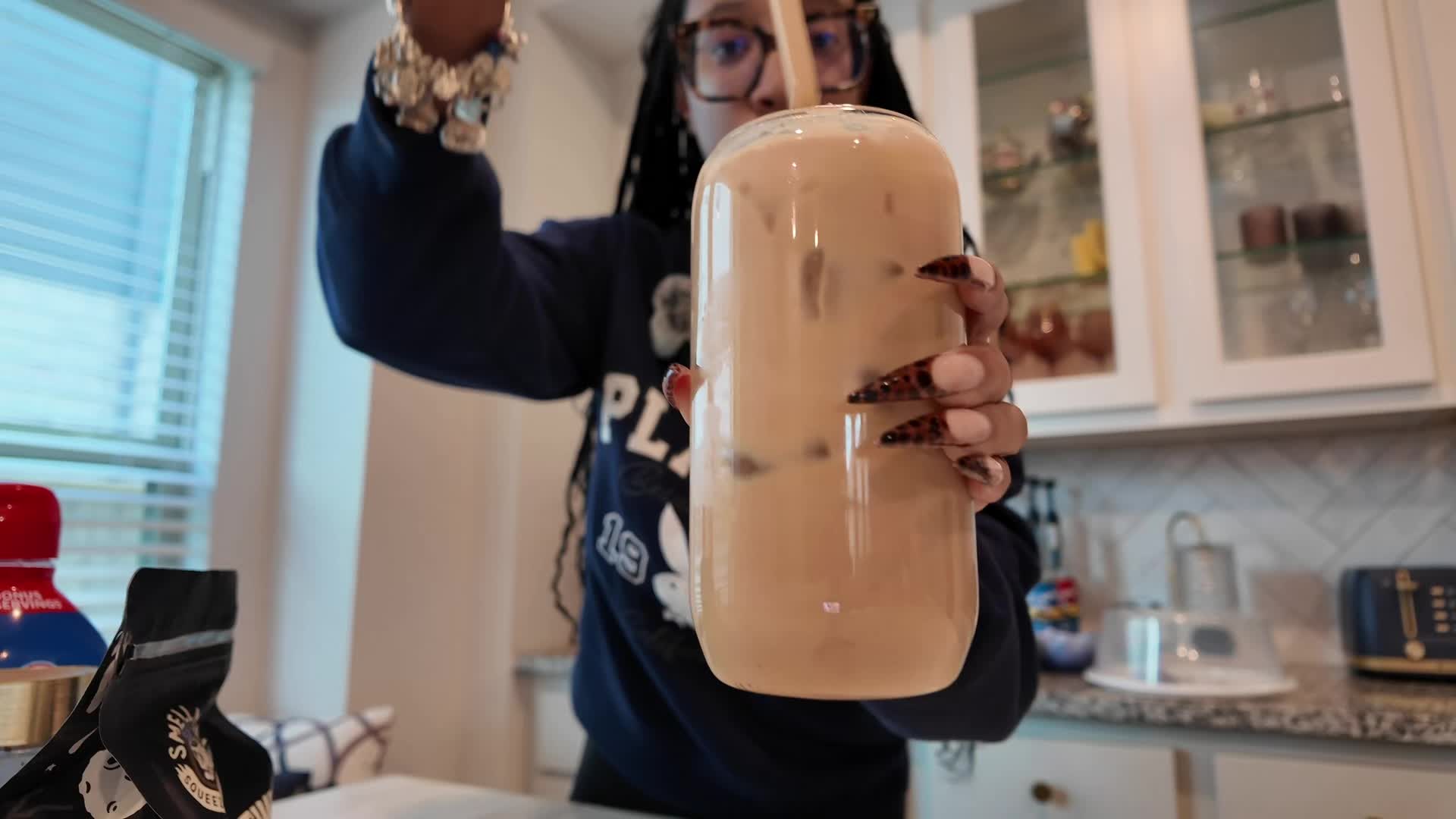 TikTok post by @asialafaye for Bones Coffee Company. Caption reads: Love a good s’mores latte 🙂‍↕️🤎@Bones Coffee....