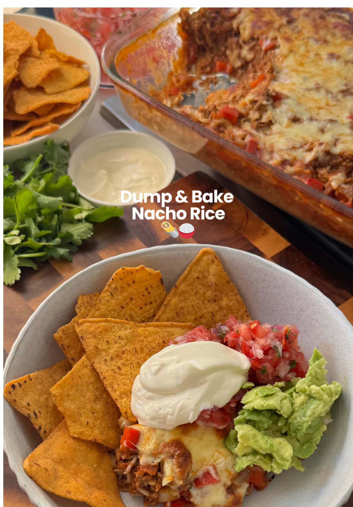 TikTok post by @caillinbursill for Mingle Seasoning. Caption reads: DUMP & BAKE NACHO RICE 🍚 🌯 This one is sure to....