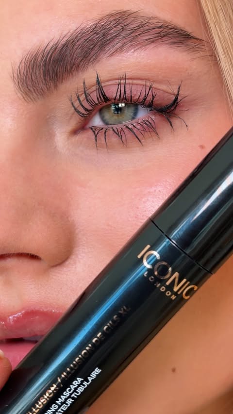 Instagram post by @emilijap__ for ICONIC LONDON. Caption reads: Sorry how amazing do my lashes look??? Using the....
