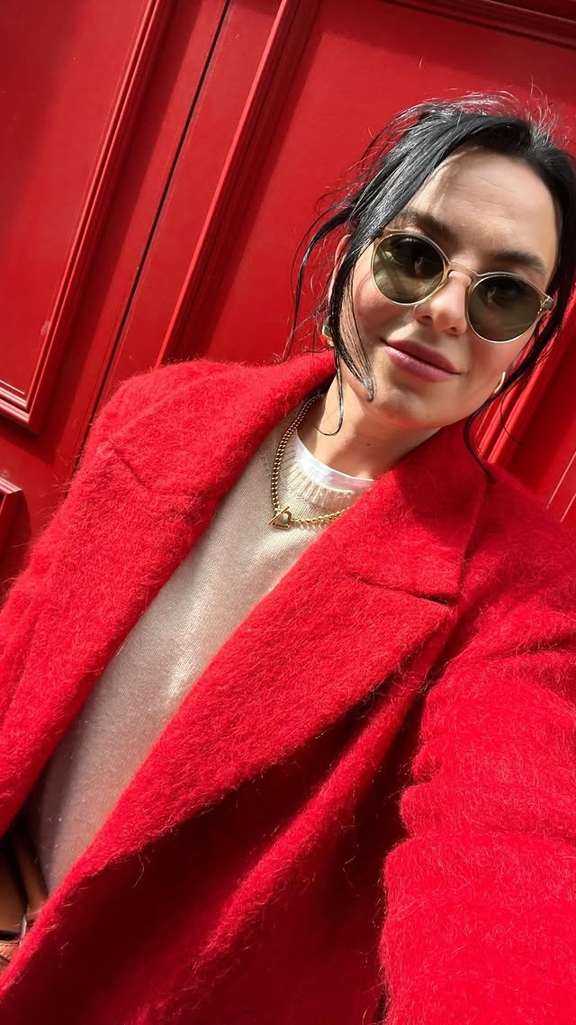Instagram post by @claudia_berresford for Soho House. Caption reads: Bank holiday weekend outfit inspo - red is a must,....
