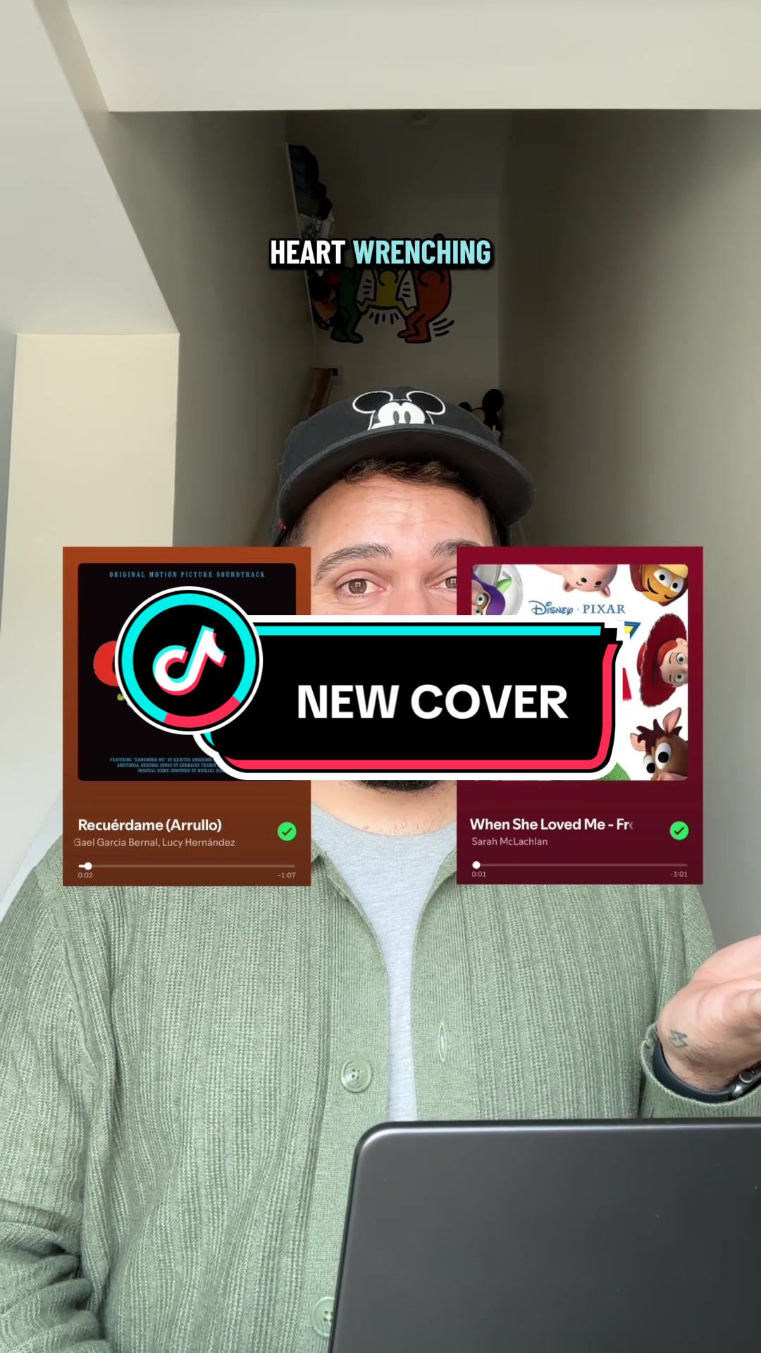 TikTok post by @blakespopnook for Pixar. Caption reads: felt like revealing my next cover ✨🫶🏼🥹🎶 @Pixar....