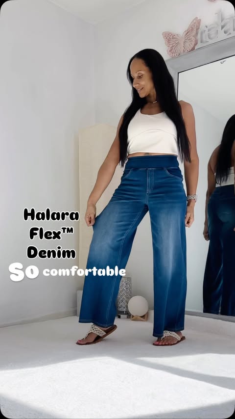 Instagram post by @jennyg2bfit for Halara. Caption reads: 👖 @halara_official  Flex™ Denim 
High Waisted....