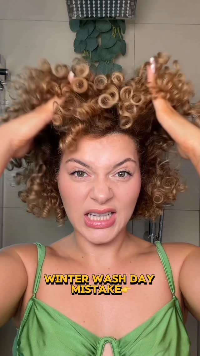 Instagram post by @manesbymell for Aveda. Caption reads: [...] washing your curls like it’s summer. ❄️....
