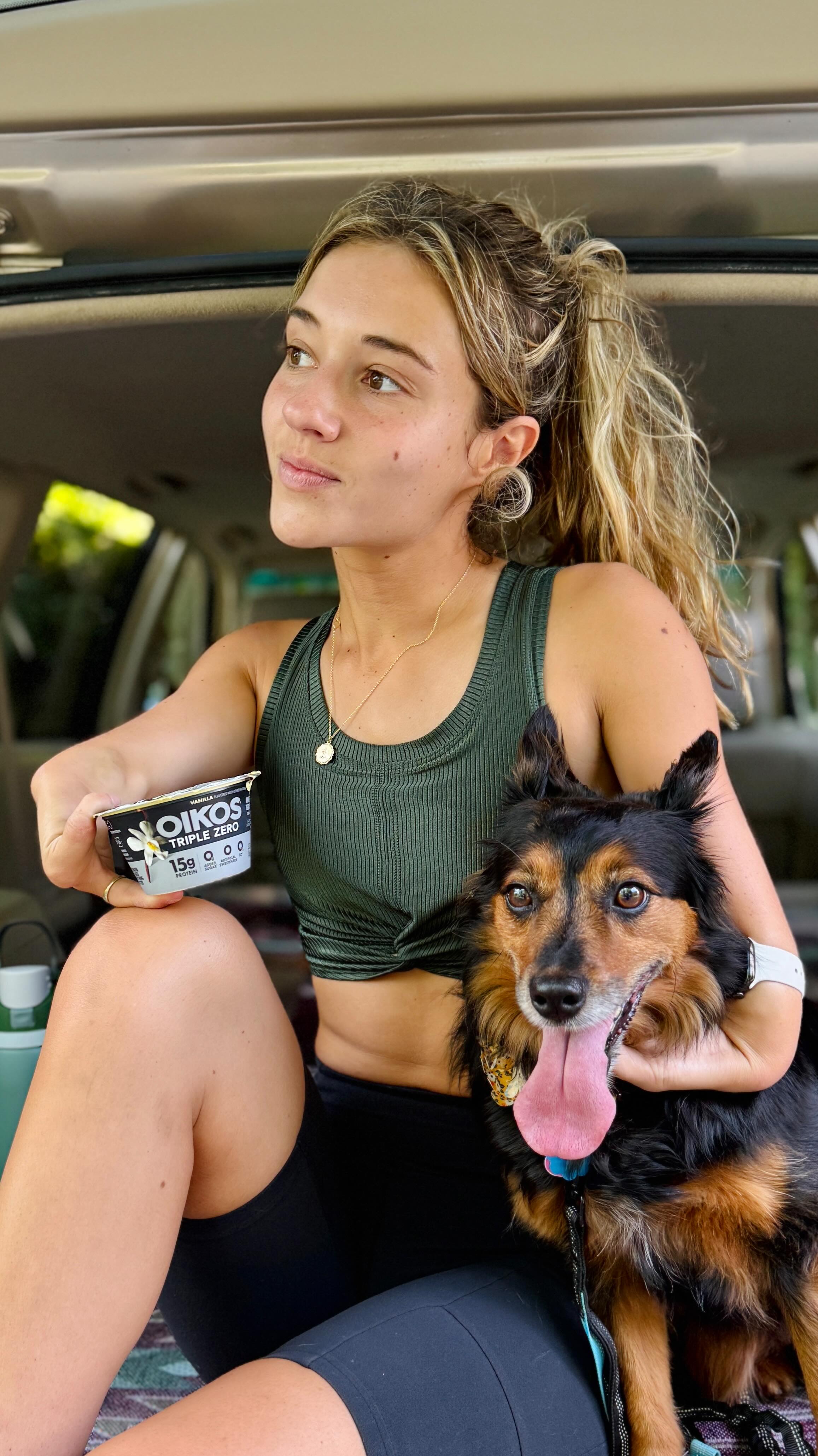 Instagram post by @livstone for OIKOS. Caption reads: #OIKOSPartner On days when training for my half....