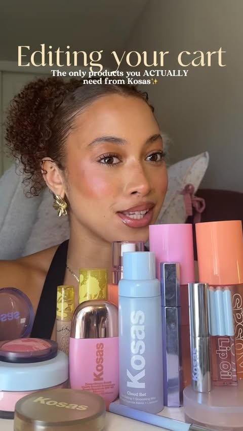 Instagram post by @jaylasteinn for Kosas. Caption reads: Girl, let me edit your cart rq🙄 Kosas....