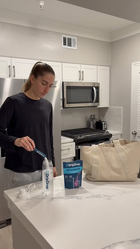 Instagram post by @katemartin for DripDrop. Caption reads: [...] starts with staying hydrated @drinkdripdrop.