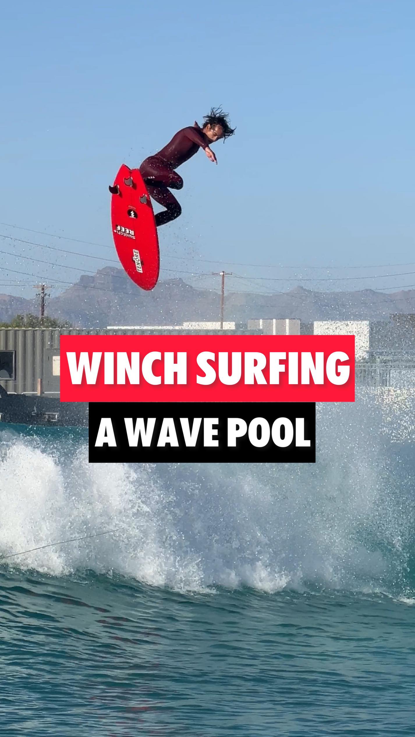 Instagram post by @motowinch for Swatch. Caption reads: Winch + wave pool = GAME CHANGER with @noahbeschen....